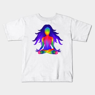 Rainbow Yoga Half Lotus Pose Kids T-Shirt